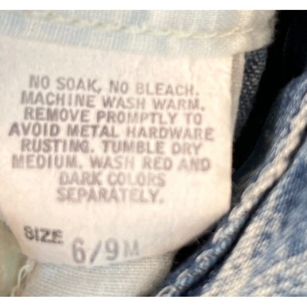 Vintage OshKosh‎ Bgosh Denim Overalls Vestbak Acid Wash 6/9M Cotton 80s 90s Blue